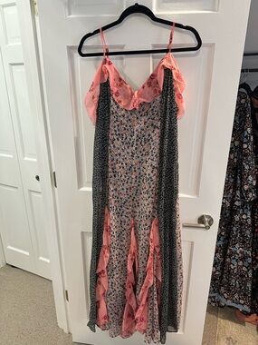 Anthropologie Pink Floral Mixed-Print dress